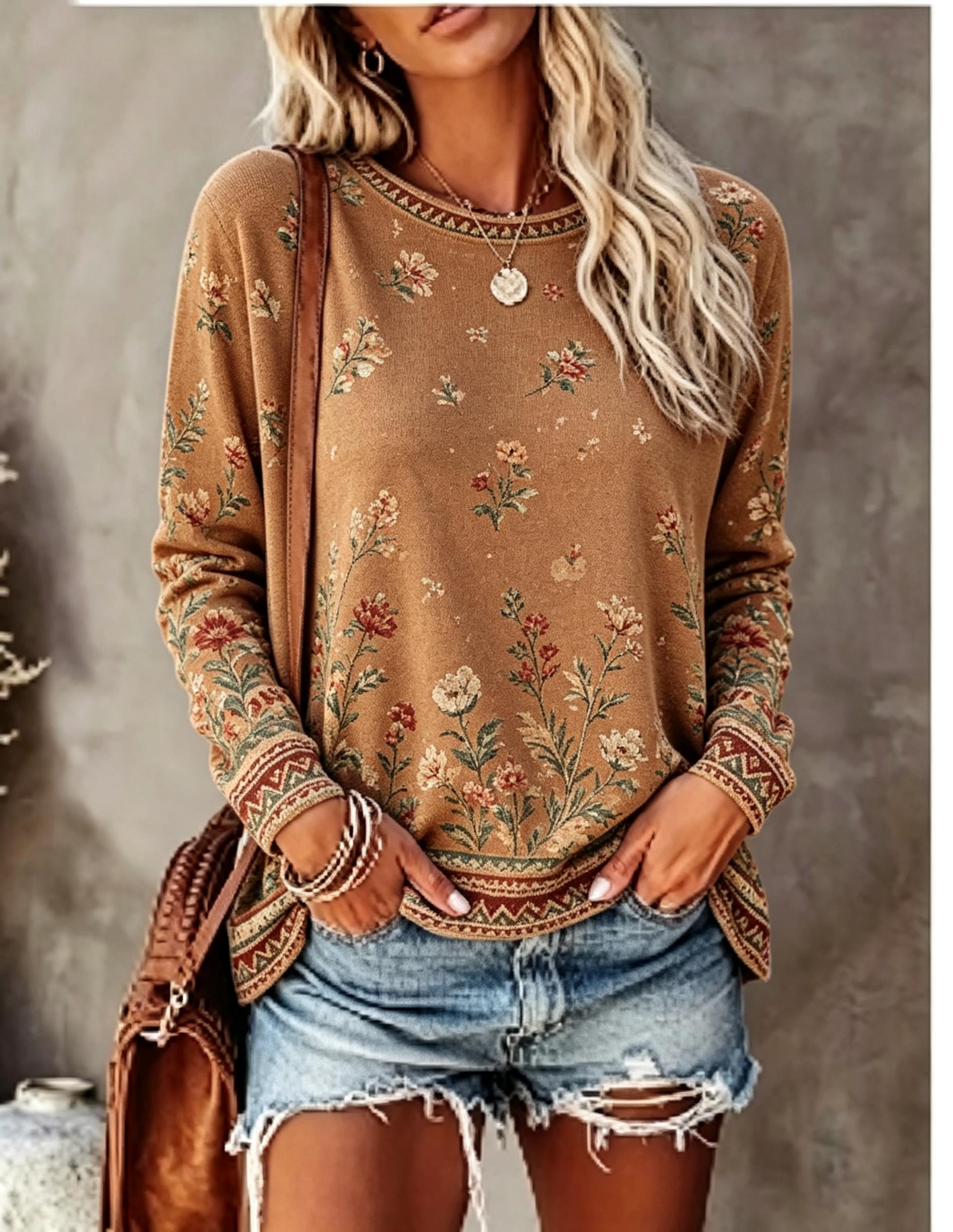 Women Crew Neck Long Sleeve T‑ - Winter Clothing For Women ulasan dan harga
