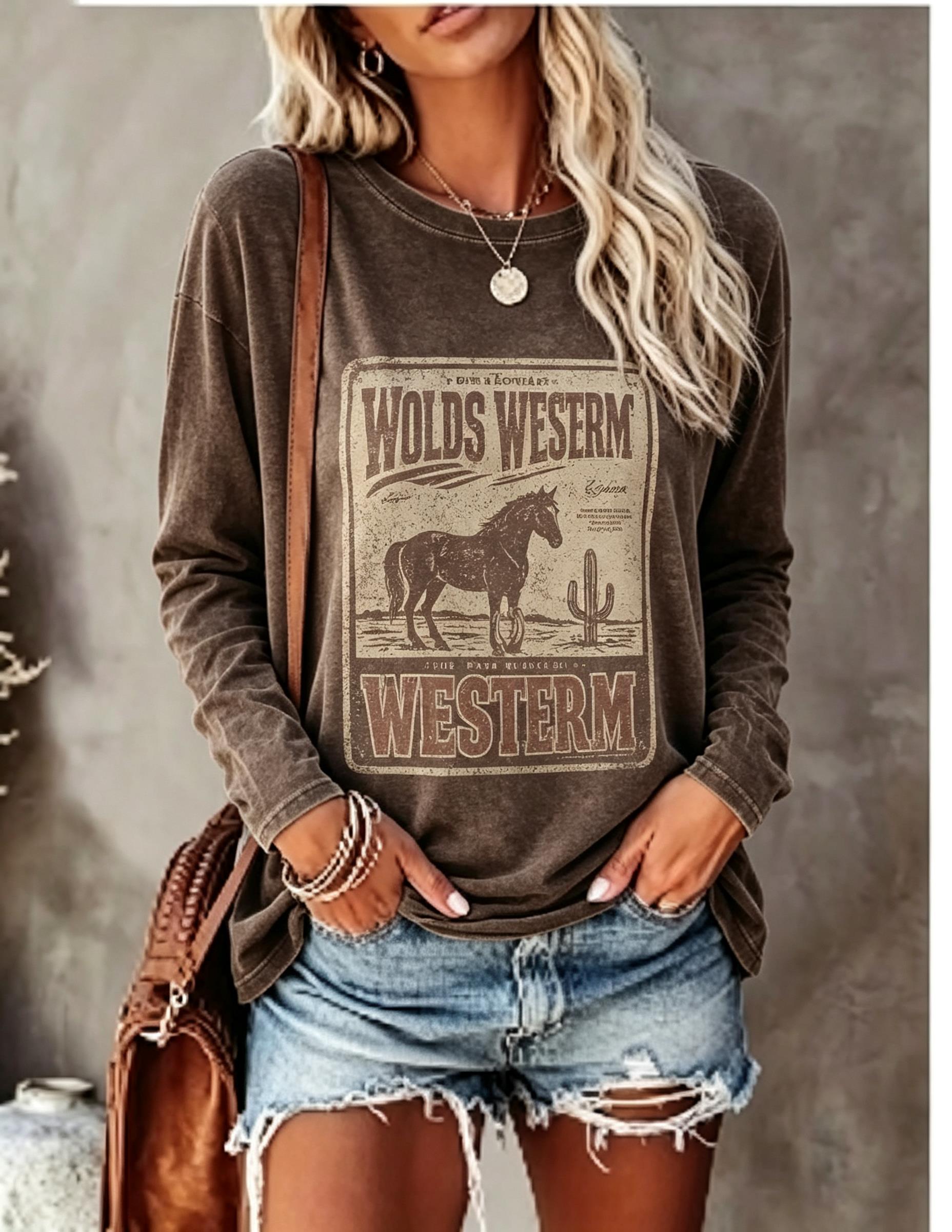Women Long Sleeve T Shirt Vint - Winter Clothing For Women ulasan dan harga